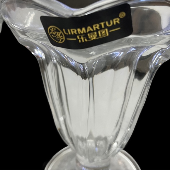 Antique LIRMARTHUR Sundae Footed Clear Fountain Pedastal Dessert Glass - Picture 2 of 7